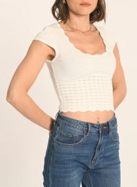 Kookai - Top col rond en coton mélangé - Taille 3 - Blanc