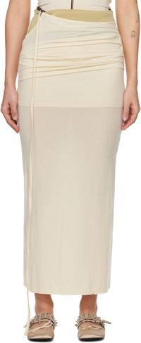 OPEN YY Off-White Contrast Trim Maxi Skirt