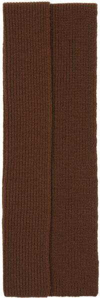 Dries Van Noten Écharpe brune en tricot côtelé