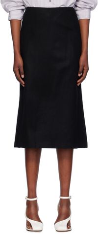 Dries Van Noten Jupe midi façon tailleur noire en laine