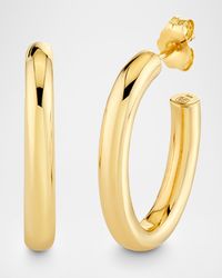 14K Yellow Gold Hollow Tube Hoop Earrings