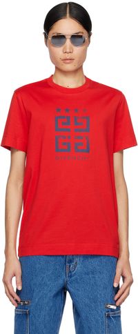 Givenchy T-shirt rouge à image et à logos 4G