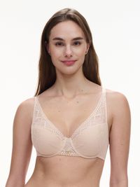 Chantelle - Soutien-gorge spacer plongeant en dentelle - Taille 105D - Beige