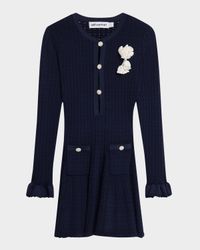 Pointelle Knit Flower Mini Dress