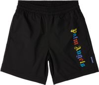 Palm Angels Kids Black Overlogo Swim Shorts