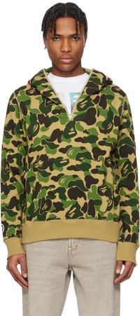 BAPE Green ABC Camo Shark Half Zip Hoodie