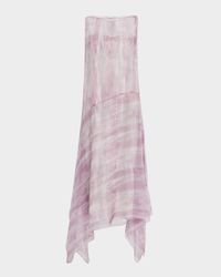 High-Low Handkerchief Silk Crepon Maxi Dress