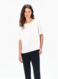 Caroll - Tee-shirt droit fluide à col rond - Taille XL - Beige