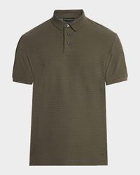 Men's Grid Check Jacquard Jersey Polo Shirt