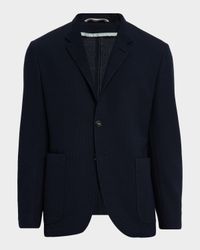 Men's Wool and Cotton Jersey Textured Blazer