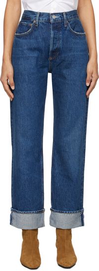 AGOLDE Blue Fran Low Slung Straight Jeans
