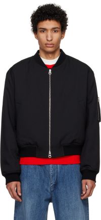 Jil Sander Black Padded Bomber Jacket