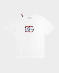 Girl's DG Floral Logo Cotton Jersey T-Shirt, Size 8-14