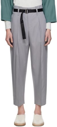 132 5. ISSEY MIYAKE Gray Oblique Fold Bottoms Trousers