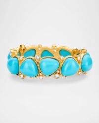 Crystal Dots and Rounded Triangle Cabochon Hinged Bracelet