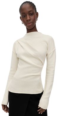 Helmut Lang Slouchy Crew Plush Sweater Ivory S