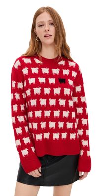 Rowing Blazers Warm & Wonderful Oversized Wool Sweater Diana Red XS