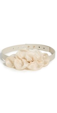 Lele Sadoughi Zaha Leather Belt Ivory One Size