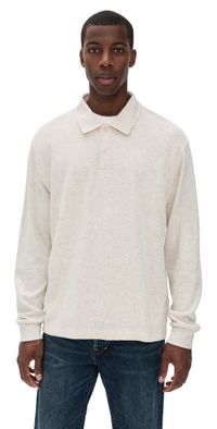 Madewell French Rib Knit Polo Heather Vintage Ivory XXL