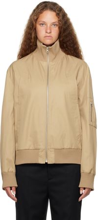 MM6 Maison Margiela Beige Zip Bomber Jacket