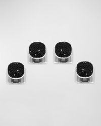 Men's Stainless Steel Crystal Pave Shirt Studs