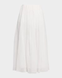 Cotton Organza Pull-On Midi Skirt
