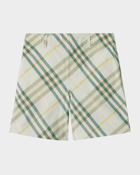 Boy's Oscar Check Woven Cotton Shorts, Size 3-14