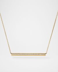 18K Yellow Gold Barre Pave Pendant Necklace