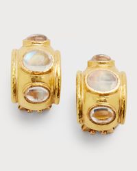 19K Moonstone Cabochon Convertible Earrings