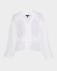 Viviana Button-Front Ramie Blouse