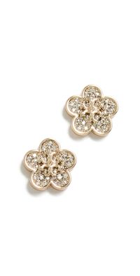 Tory Burch Kira Pave Flower Studs Tory Gold/Crystal One Size