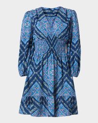 Imogen Smocked Floral-Print Empire Mini Dress