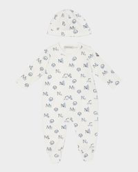 Kid's Scattered Logo-Print Footie Gift Set, Size 0M-3M-3