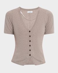Cashmere Tailored Short-Sleeve Cardigan