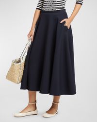 Crepe Couture Midi Skirt with Logo Hardware