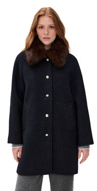 DUNST Boucle Wool Half Coat Dark Navy M