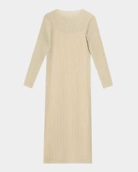 Long-Sleeve Ribbed Midi Dress