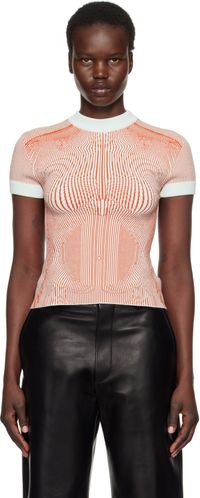Jean Paul Gaultier Orange & Green 'The Morphing Pinstripes Jacquard' T-Shirt