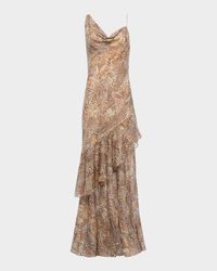 Viola Leopard Paisley Silk Chiffon Gown