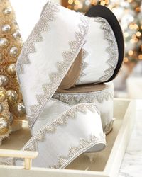 Metallic Art Deco Christmas Ribbon, 4"W x 10 Yards