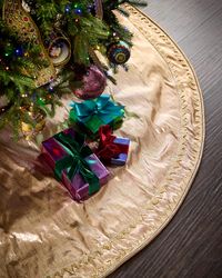 64" Art Deco Bronze Metallic Dupioni Tree Skirt