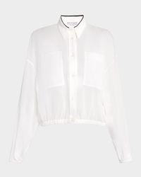 Monili-Collar Cotton Gauze Bomber Jacket