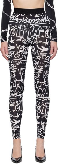 Versace Jeans Couture Legging noir à motif à logo Graffiti
