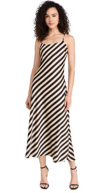 endless rose Striped Maxi Slip Dress Cream/Black L