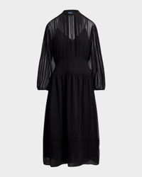 Lace-Trim Georgette Midi Dress