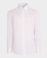 Men's Slim-Fit Stripe Cotton Button-Down Shirt