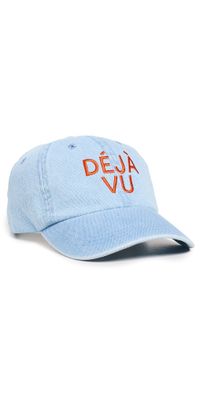 Clare V. Denim Baseball Cap Blue w/ Bright Poppy One Size