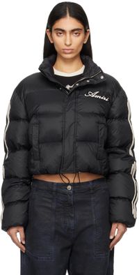 AMIRI Blouson écourté noir rembourré en duvet à appliqués d'os