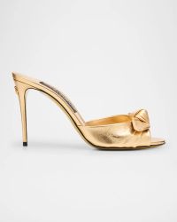 Metallic Knot Stiletto Slide Sandals