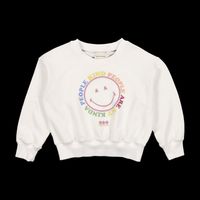The New Society - Sweat col rond smiley en coton - Taille 8A - Blanc